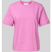 Selected Femme T-Shirt aus reiner Bio-Baumwolle mit Rundhalsausschnitt in Fuchsia, Größe L von Selected Femme