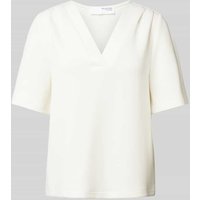 Selected Femme T-Shirt mit V-Ausschnitt Modell 'TENNY' in Offwhite, Größe M von Selected Femme