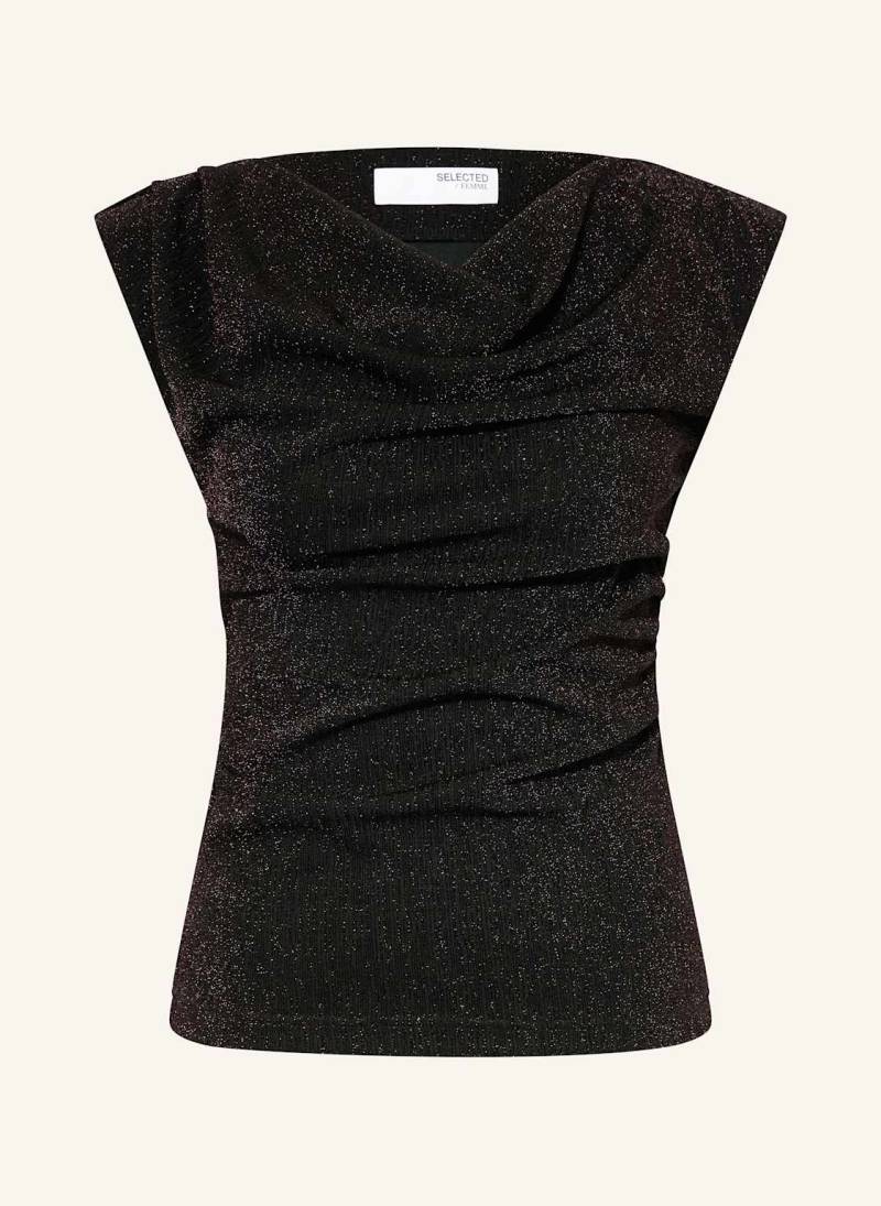 Selected Femme Top Mit Glitzergarn braun von Selected Femme