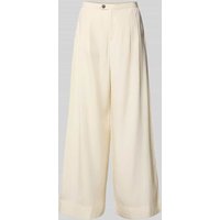 Selected Femme Wide Leg Bundfaltenhose aus Lyocell-Leinen-Mix Modell 'NATUK' in Offwhite, Größe 40 von Selected Femme