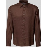 SELECTED HOMME Loose Fit Freizeithemd aus reinem Leinen Modell 'REGKYLIAN' in Dunkelbraun, Größe L von Selected Homme