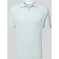 SELECTED HOMME Poloshirt in Strick-Optik Modell 'WELLS' in Eisblau, Größe XL von Selected Homme