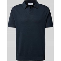 SELECTED HOMME Regular Fit Poloshirt aus Baumwoll-Leinen-Mix Modell 'MATTIS' in Dunkelblau, Größe XXL von Selected Homme