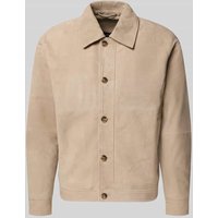 SELECTED HOMME Regular Fit Lederjacke aus echtem Ziegen-Velours Modell 'LANCE' in Sand, Größe XL von Selected Homme