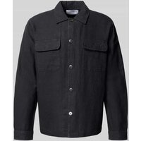 SELECTED HOMME Regular Fit Leinenhemdjacke mit Kentkragen Modell 'LEROY SUN' in Black, Größe XXL von Selected Homme