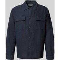 SELECTED HOMME Regular Fit Leinenhemdjacke mit Kentkragen Modell 'LEROY SUN' in Dunkelblau, Größe XXL von Selected Homme