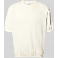 SELECTED HOMME Regular Fit Strickshirt aus Baumwoll-Leinen-Mix Modell 'BERG SUN' in Offwhite, Größe L von Selected Homme