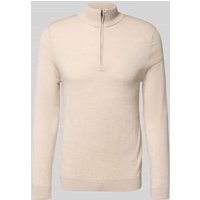 SELECTED HOMME Regular Fit Troyer aus reiner Merinowolle Modell 'TRAY' in Sand, Größe L von Selected Homme