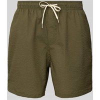 SELECTED HOMME Relaxed Fit Badeshorts mit Strukturmuster Modell 'COOPER' in Oliv, Größe XXL von Selected Homme