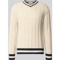 SELECTED HOMME Relaxed Fit Strickpullover mit Woll-Anteil Modell 'ROY' in Offwhite, Größe M von Selected Homme