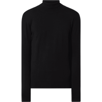 SELECTED HOMME Rollkragenpullover mit gerippten Abschlüssen in Black, Größe XXL von Selected Homme