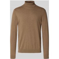 SELECTED HOMME Rollkragenpullover mit gerippten Abschlüssen in Sand, Größe XXL von Selected Homme