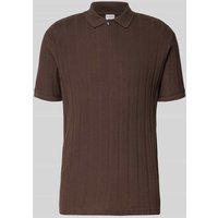 SELECTED HOMME Slim Fit Poloshirt mit Strukturmuster Modell 'JADEN' in Dunkelbraun, Größe M von Selected Homme