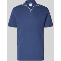SELECTED HOMME Slim Fit Poloshirt mit V-Ausschnitt Modell 'SANGEV' in Blau, Größe XXL von Selected Homme