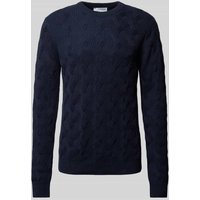 SELECTED HOMME Strickpullover mit Strukturmuster Modell 'CALLIS' in Dunkelblau, Größe XXL von Selected Homme