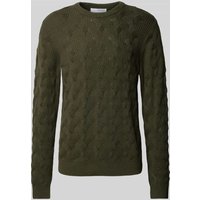 SELECTED HOMME Strickpullover mit Strukturmuster Modell 'CALLIS' in Dunkelgruen, Größe L von Selected Homme