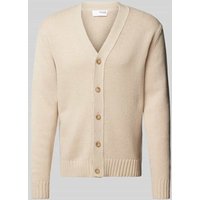 SELECTED HOMME Wolljacke mit V-Ausschnitt Modell 'CODY' in Offwhite, Größe M von Selected Homme