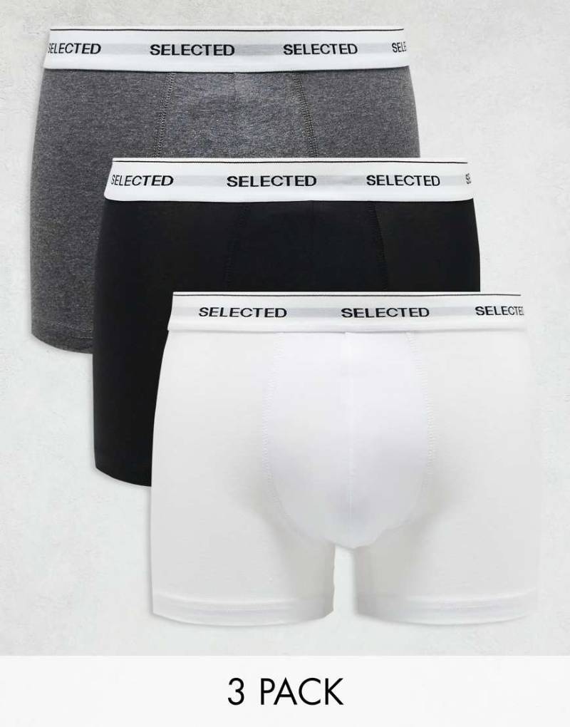 Selected - 3er-Pack Unterhosen in Schwarz, Weiß und Grau mit Bund von Selected