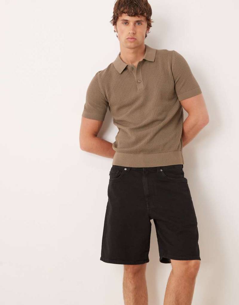 Selected - Alex - Jeansshorts in Schwarz mit regulärem Schnitt von Selected