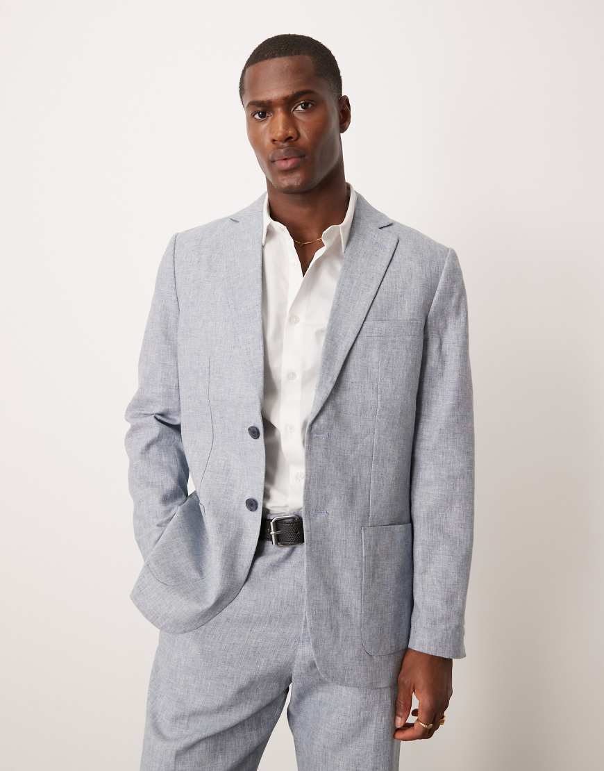 Selected Homme - Anzugjacke in Blau aus Leinenmix von Selected Homme