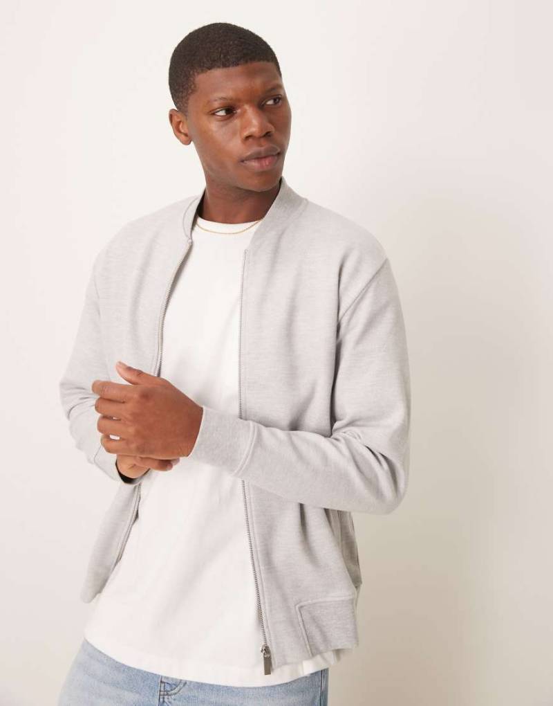 Selected - Bomberjacke aus Jersey in Hellgrau von Selected