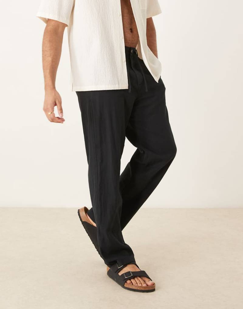 Selected - Brody - Loose-Fit-Hose aus Leinen in Schwarz von Selected
