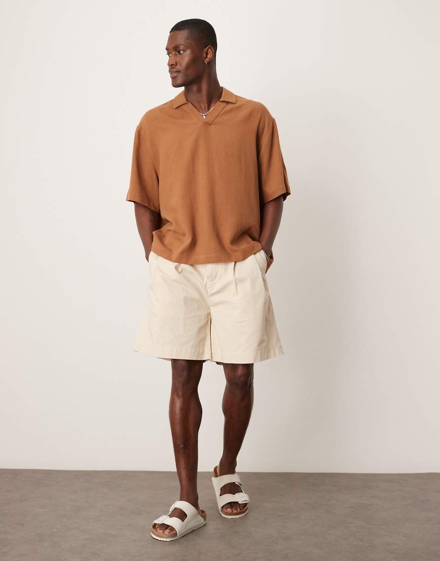 Selected Homme - Chino-Shorts in Beige mit Bundfalten-Neutral von Selected Homme