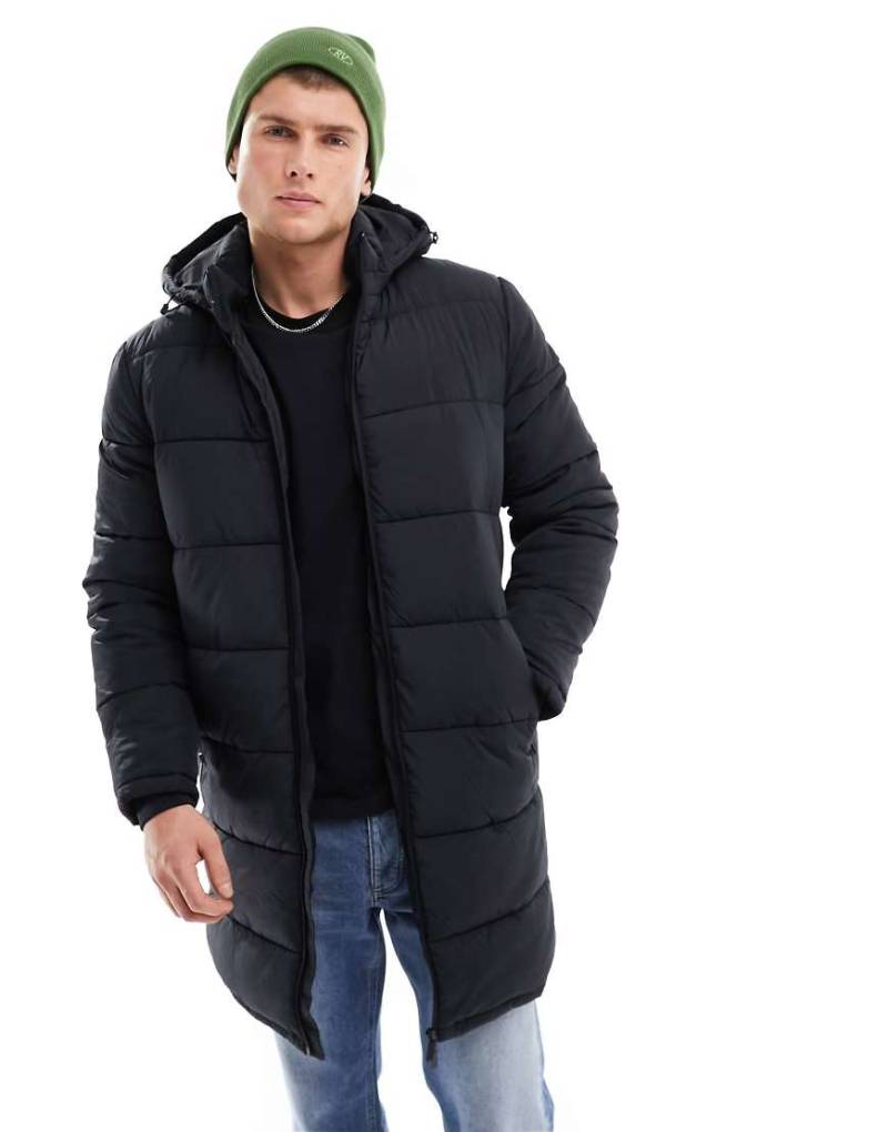 Selected - Cooper - Lange Steppjacke in Schwarz von Selected