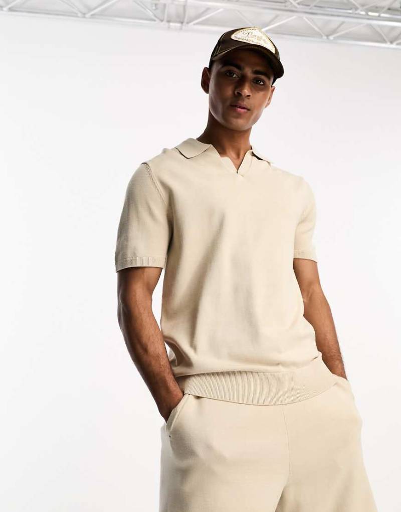 Selected Homme - Gestricktes Polohemd in Beige, Kombiteil-Neutral von Selected Homme