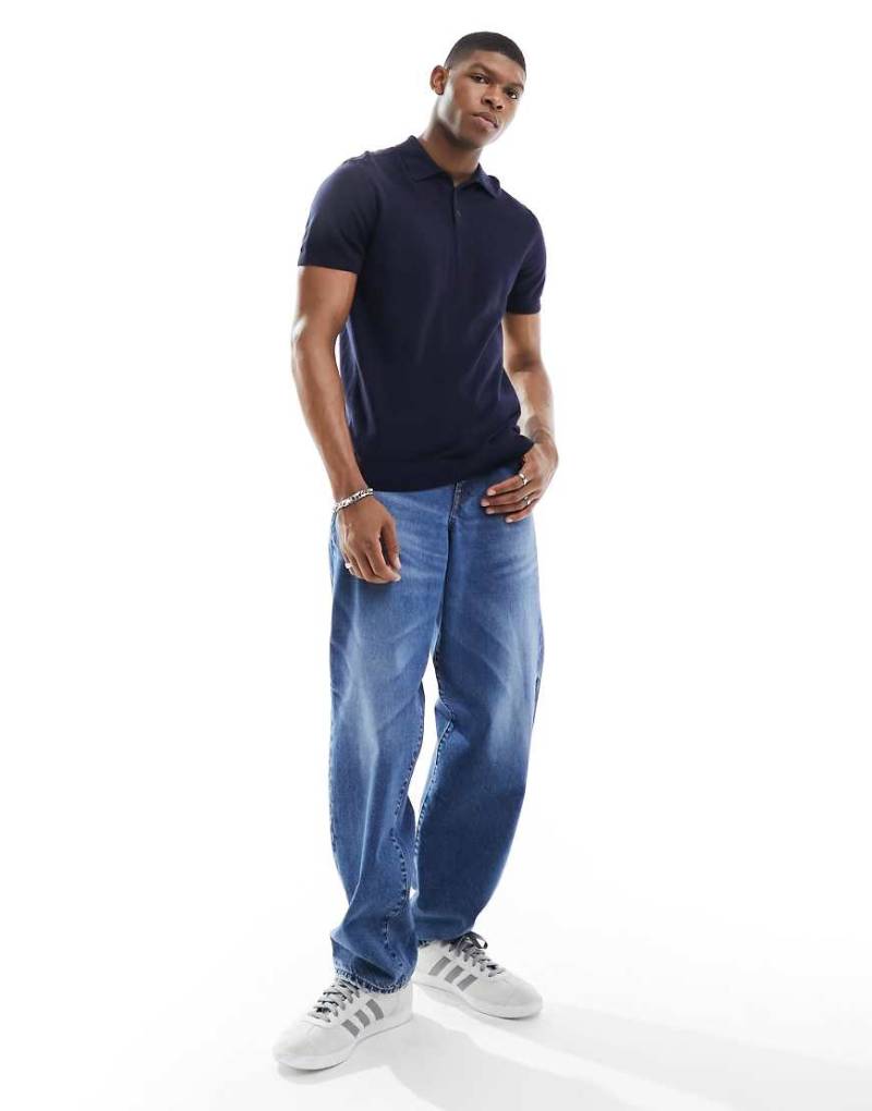 Selected - Gestricktes Polohemd in Marineblau von Selected