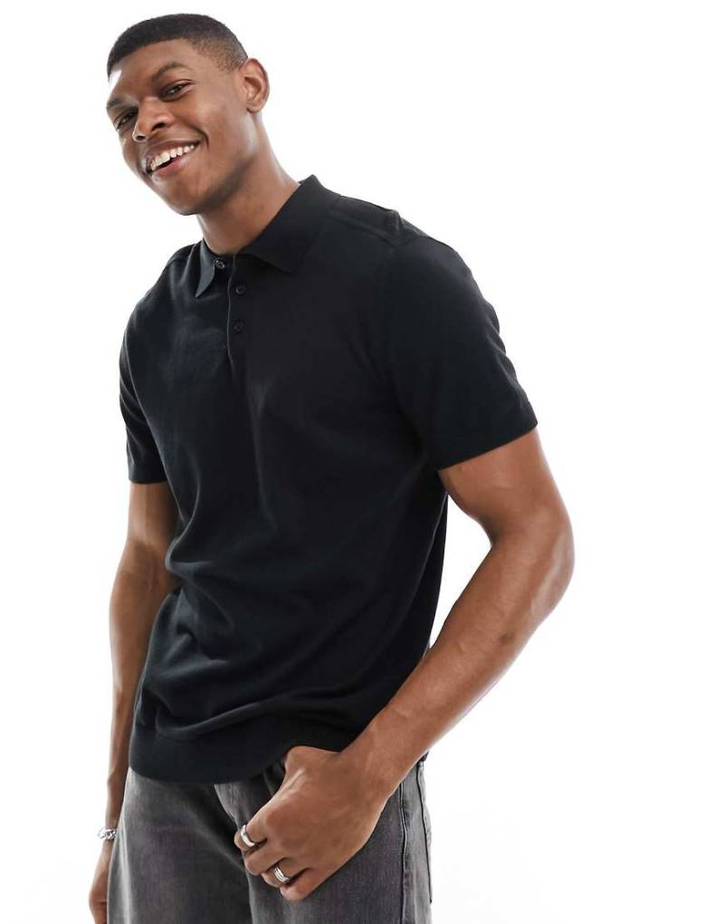 Selected Homme - Gestricktes Polohemd in Schwarz von Selected Homme