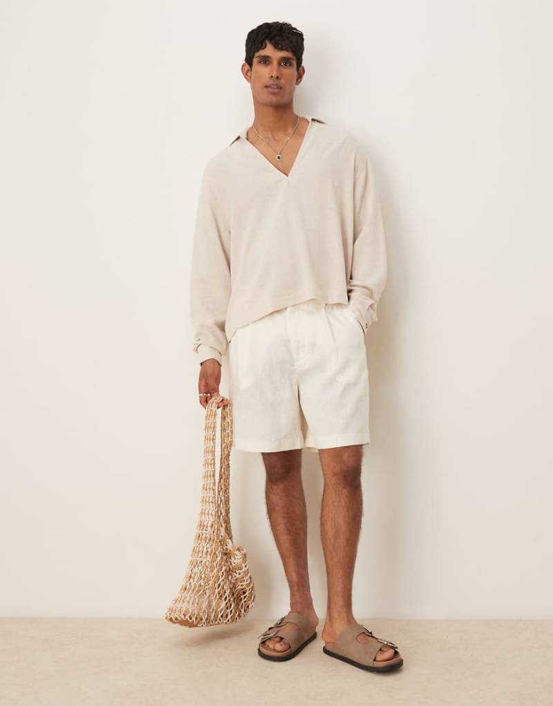 Selected - Shorts aus reinem Leinen in Weiß von Selected