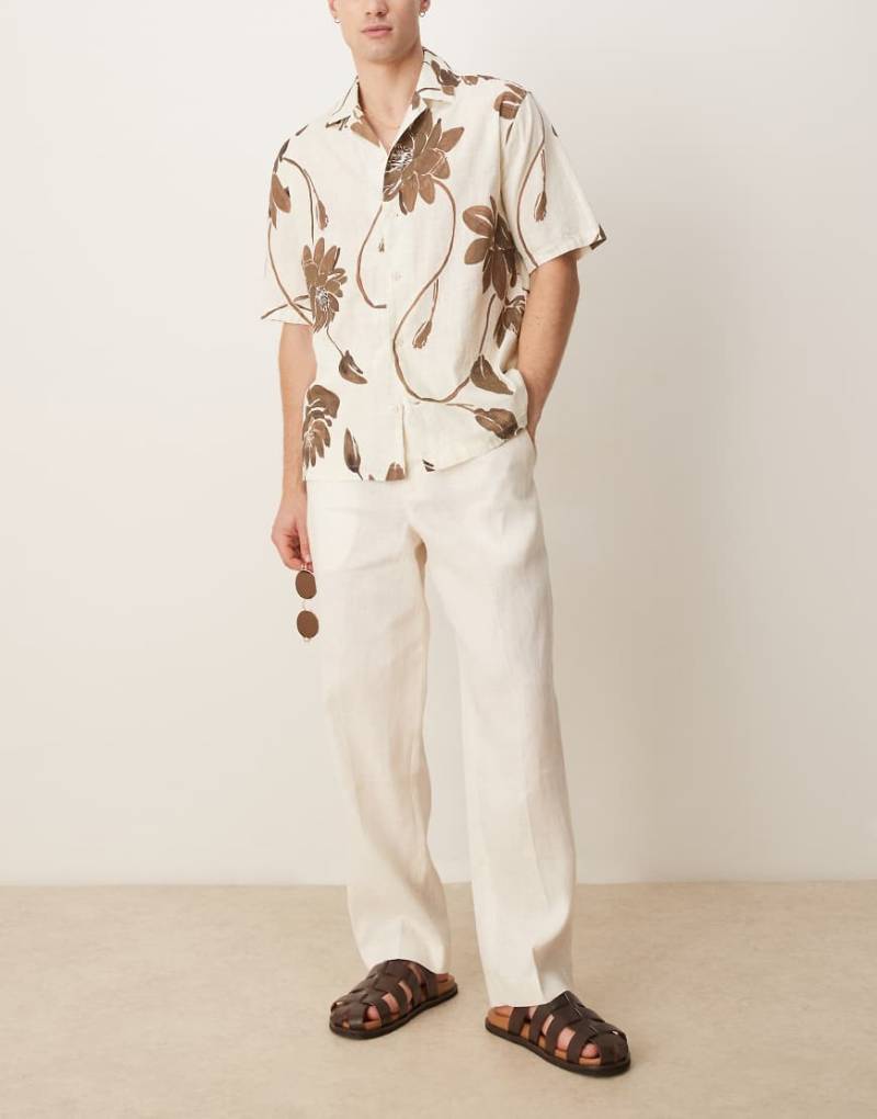 Selected - Hose aus 100% Leinen in Weiß von Selected