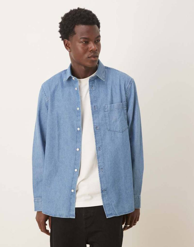 Selected - Jeanshemd aus 100% Baumwolle in Mittelblau von Selected