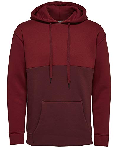 SELECTED HOMME Kapuzenpullover Slhpatt Block Hood Sweat Herren (L, Rot (Brick Red)) von SELECTED HOMME
