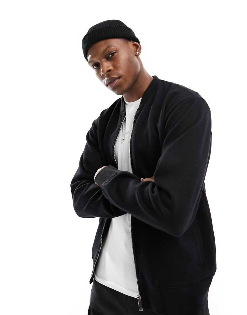 Selected - Mack - Bomberjacke aus Sweatshirt-Stoff in Schwarz von Selected