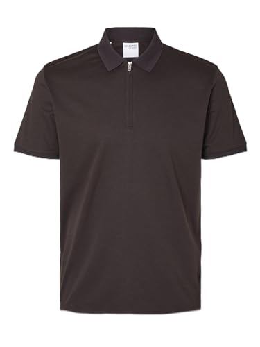 Selected Homme Herren Slhfave Zip Noos Poloshirt, Chocolate Torte, XXL EU von SELETED HOMME