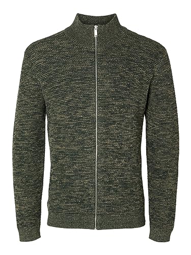 SELETED HOMME Herren SLHVINCE LS Knit Bubble Full Zip NOOS Strickjacke, Green Gables/Detail:Vetiver Twist, Medium von SELETED HOMME