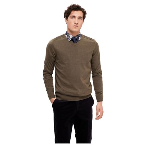 SELETED HOMME Herren SLHBERG LS Knit V-Neck NOOS Pullover, Ivy Green/Detail:Melange, X-Large von SELECTED HOMME