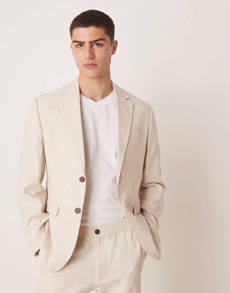 Selected - Malik - Blazer aus Leinen in Creme-Weiß von Selected