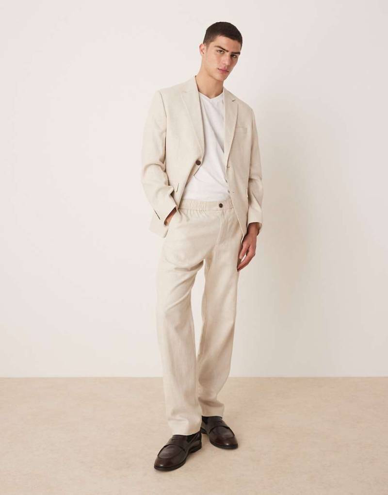 Selected - Malik - Regulär geschnittene Hose aus Leinenmix in Creme-Weiß von Selected