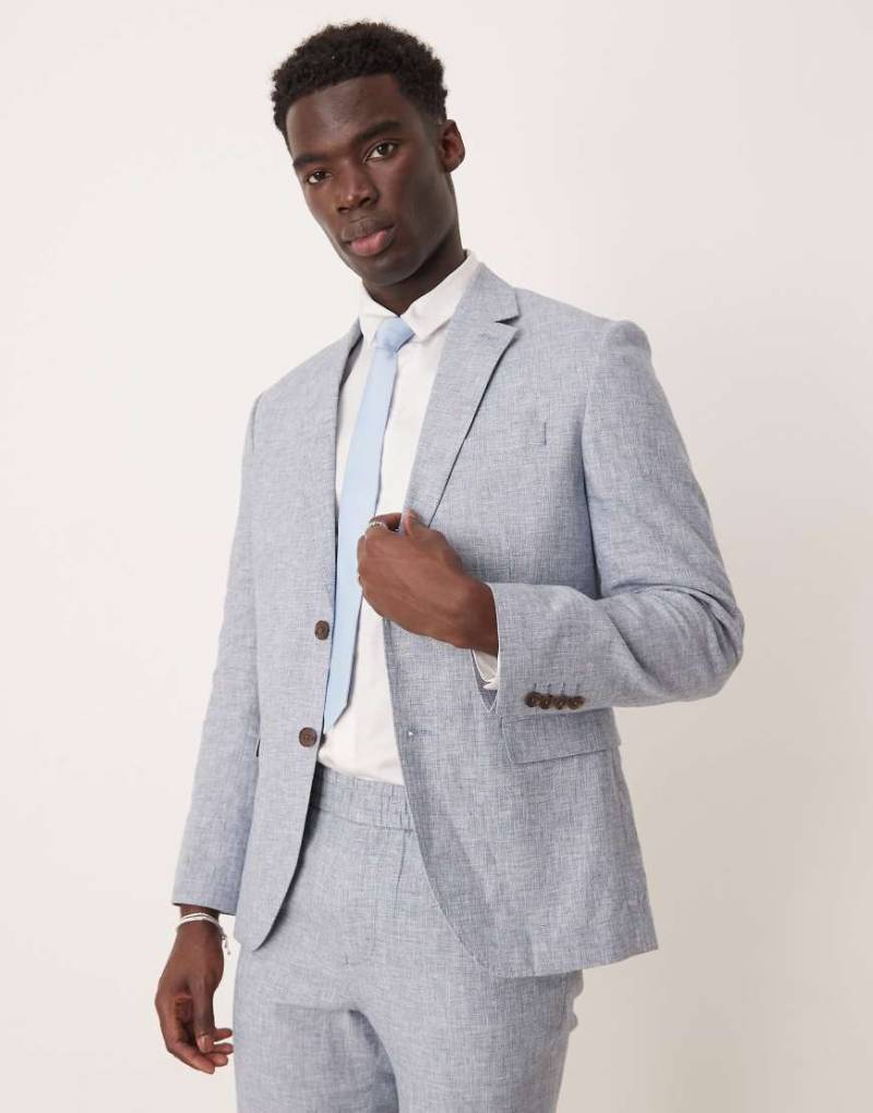 Selected - Malik - Leinen-Blazer in Hellblau von Selected