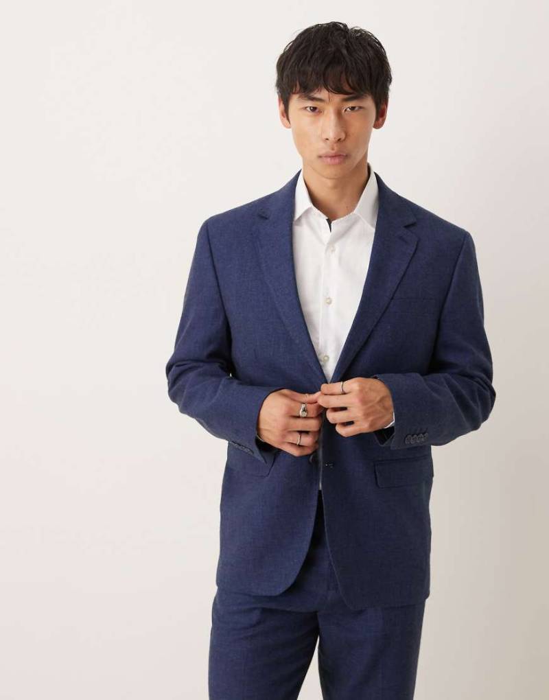 Selected - Malik - Regular-Fit-Blazer in Marineblau aus Leinenmix von Selected