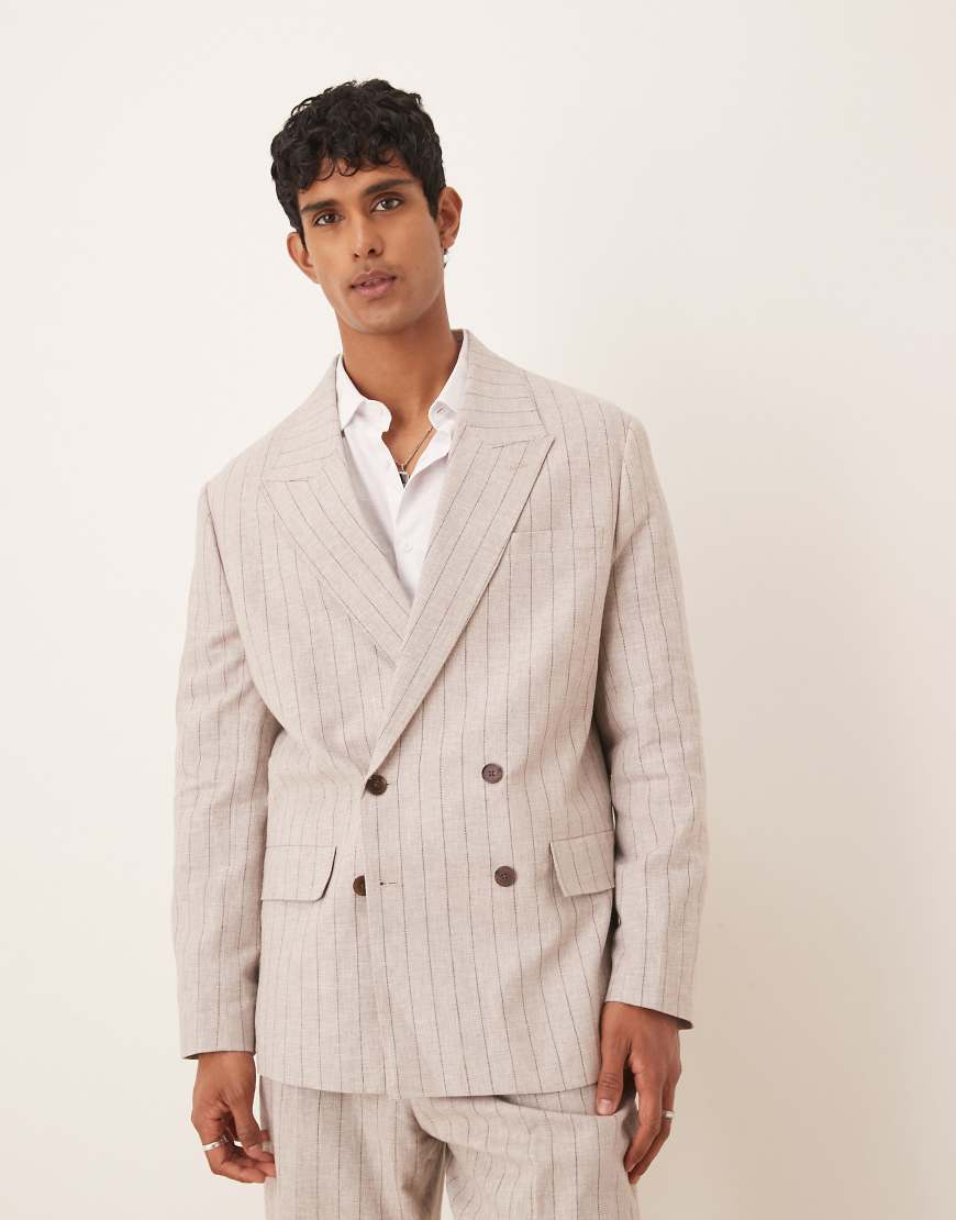 Selected Homme - Malik - Relaxed-Fit-Blazer in Cremeweiß mit Nadelstreifen von Selected Homme