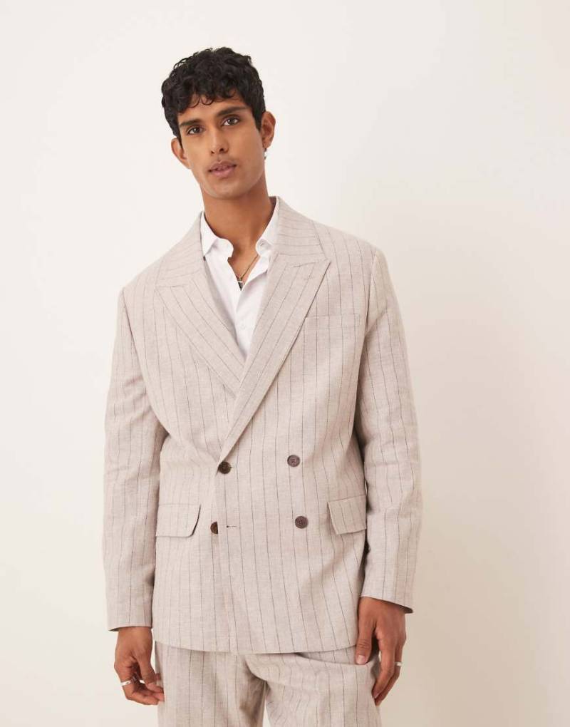 Selected Homme - Malik - Relaxed-Fit-Blazer in Cremeweiß mit Nadelstreifen von Selected Homme