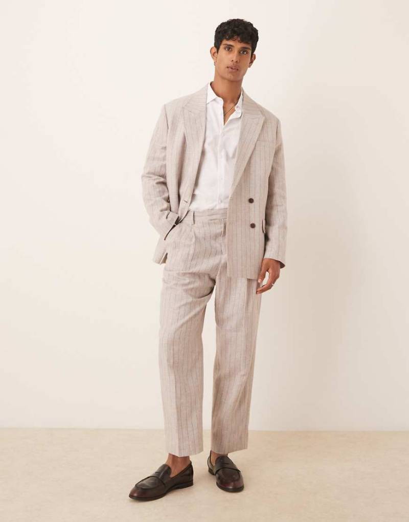 Selected Homme - Malik - Relaxed-Fit-Hose in Cremeweiß mit Nadelstreifen von Selected Homme