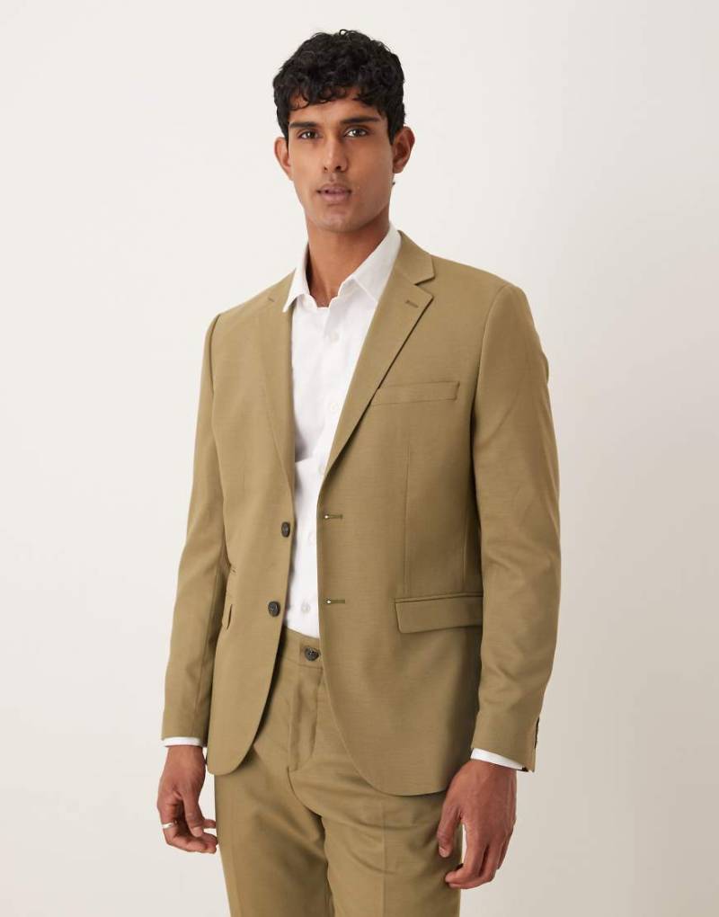Selected - Slim-Fit-Blazer aus Wollmix in Grün von Selected