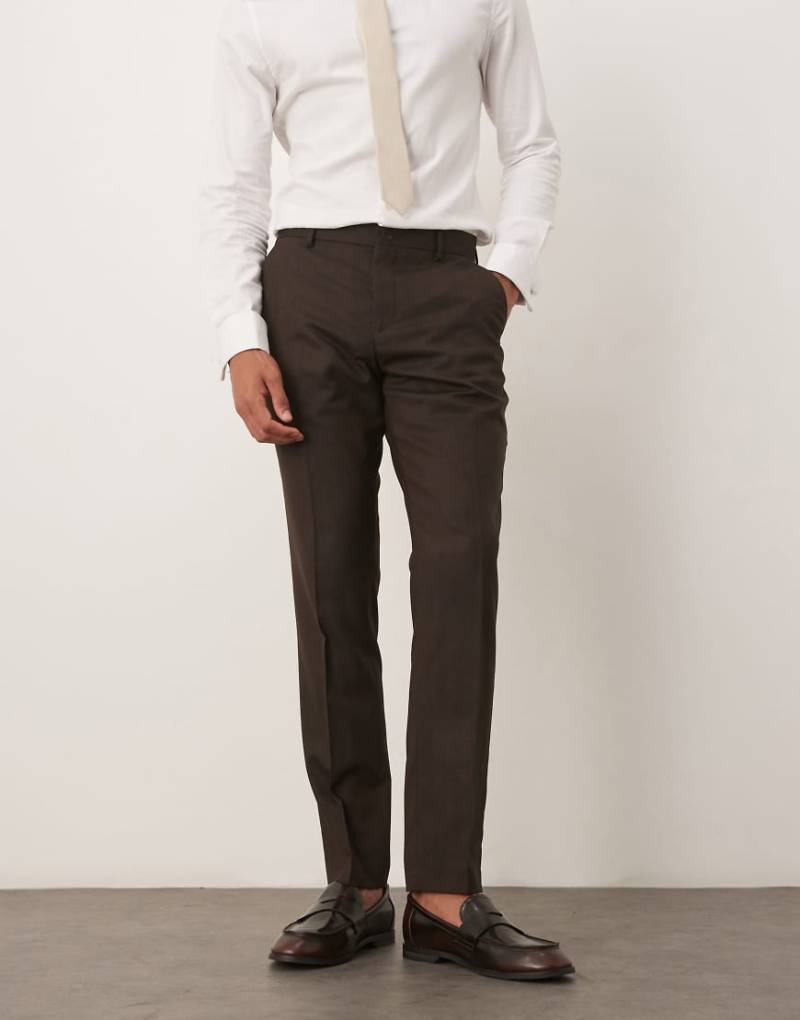 Selected - Slim-Fit-Hose aus Wollmix in Braun von Selected
