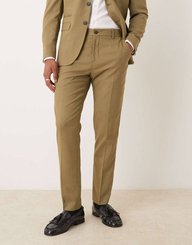 Selected - Slim-Fit-Hose aus Wollmix in Grün von Selected
