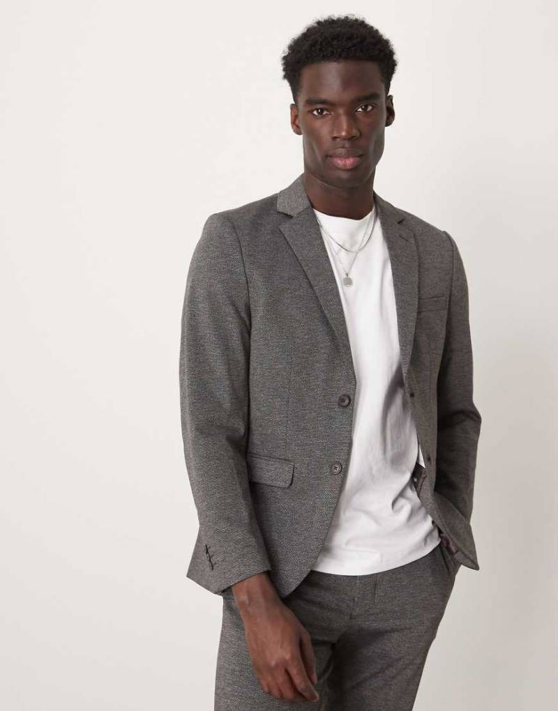 Selected - Noah - Slim-Fit-Anzugblazer aus Jersey in Dunkelgrau von Selected